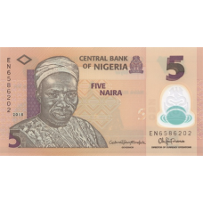 P38i Nigeria - 5 Naira Year 2018 (Polymer)